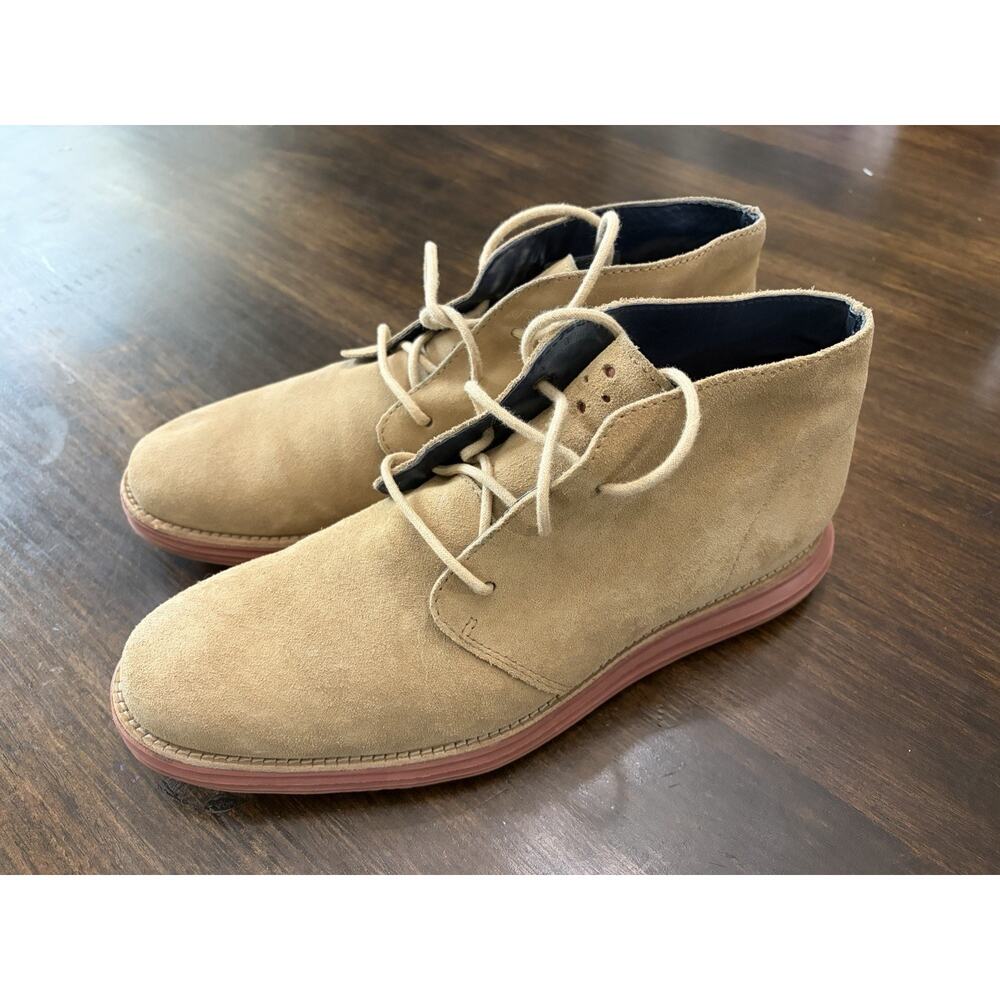 COLE HAAN LunarGrand Boots Men's Size 10.5 Tan Suede Waterproof Chukka